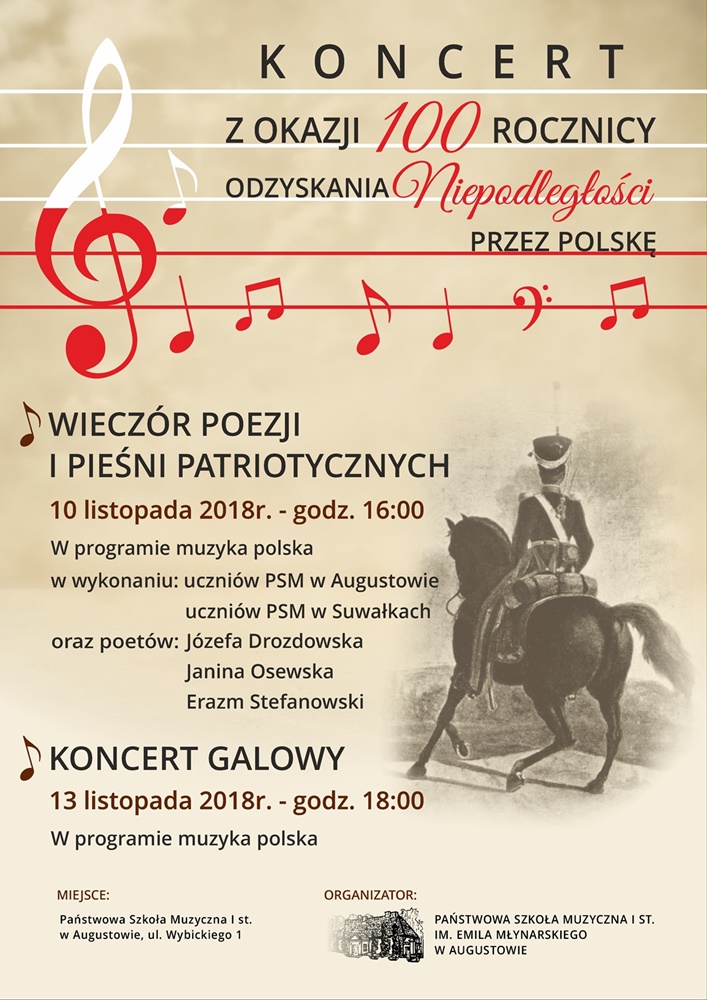 Koncert z okazji 100. Rocznicy Odzyskania Niepodległości przez Polskę w PSM