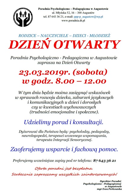 DZIEŃ OTWARTY w Poradni Psychologiczno – Pedagogicznej w Augustowie
