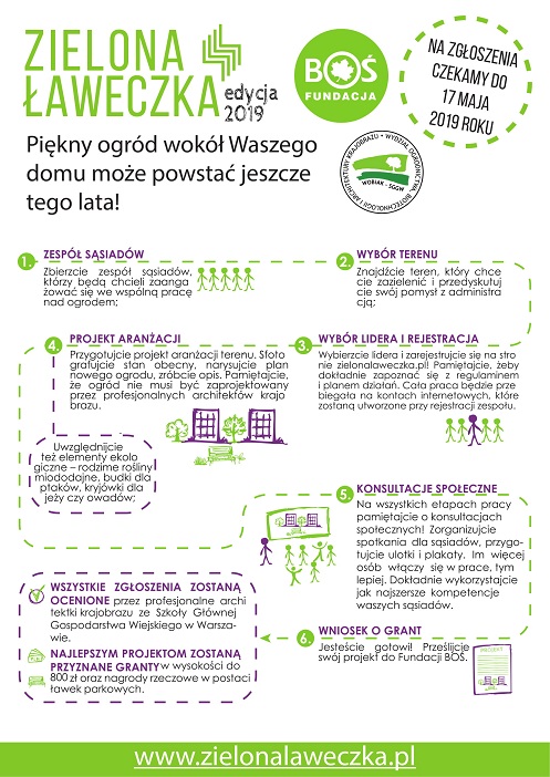 Weź udział w konkursie grantowym „Zielona Ławeczka” – edycja 2019