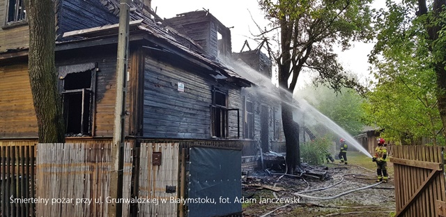 Dwie osoby zginęły w pożarze domu przy ul. Grunwaldzkiej w Białymstoku