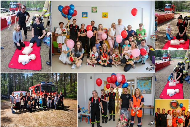 Druhowie z OSP Augustów-Lipowiec i Augustowska Drużyna AED dla dzieci