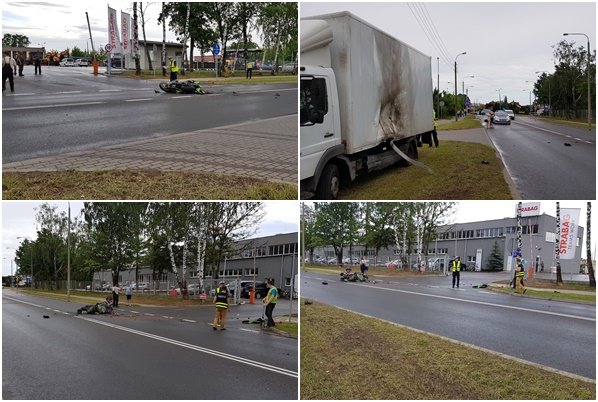 Wypadek z udziałem motocyklisty na ulicy Mazurskiej w Augustowie