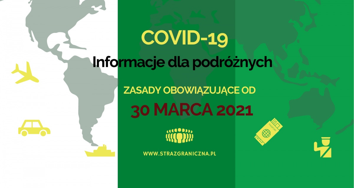 COVID-19 INFORMACJE DLA PODRÓŻNYCH obowiązujące od 30 marca 2021r.