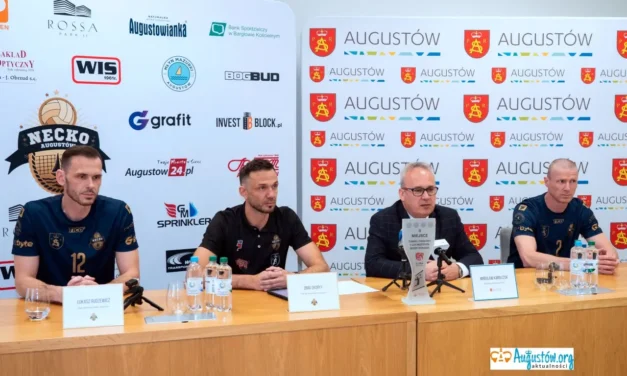 Augustów: Konferencja prasowa dotyczącą awansu KS Necko Augustów do PLS 1. Ligi siatkówki mężczyzn
