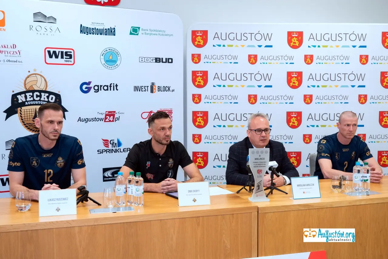 Augustów: Konferencja prasowa dotyczącą awansu KS Necko Augustów do PLS 1. Ligi siatkówki mężczyzn