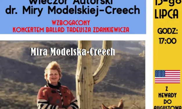 Augustów: Zaproszenie na wieczór autorski dr Miry Modelskiej-Creech