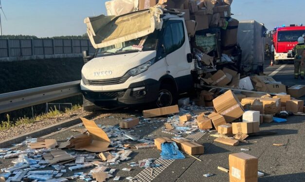 Augustów: Na S61 w pobliżu miejscowości Zabiele bus z papierosami uderzył w ciężarówkę z bydłem