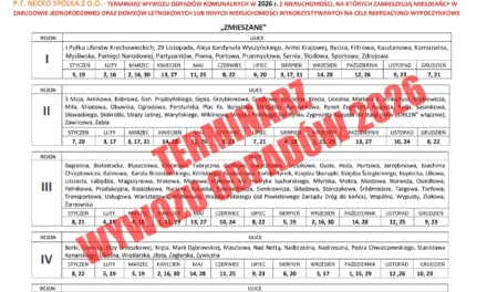 Augustów: Odpady komunalne, terminarz wywozu odpadów