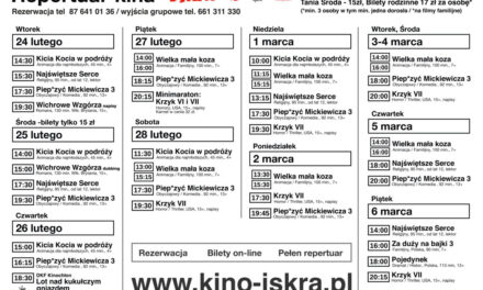 Co gra dla Was Kino Iskra przez najbliższe dni?