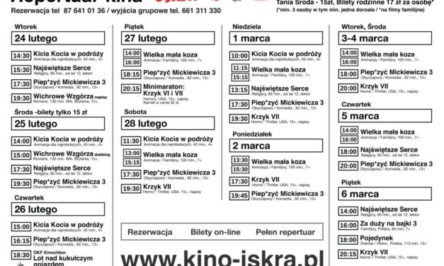 Co gra dla Was Kino Iskra przez najbliższe dni?